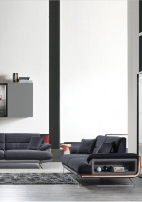 Sofa 3 miejsce do siedzenia Włókienniczy Sofy Czarny Materiał Meble Styl Nowoczesny Trzyosobowy
