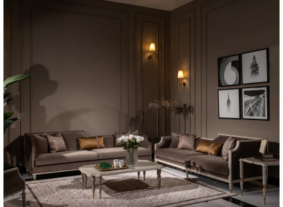 Zestaw sofowy czteroosobowy 4 Siedziba stolik kawowy sofa materiałowa tapicerowana sofa brązowa
