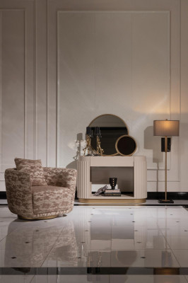 Zestaw sofowy Sofa 3 miejsce do siedzenia Fotel stolik kawowy Kredens Beige Materiał 5-częściowy