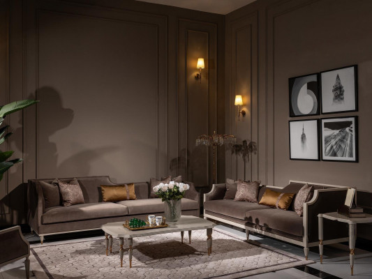Zestaw sofowy czteroosobowy 4 Sofa Siedziba sofa materiałowa sofa tapicerowana brązowy komplet
