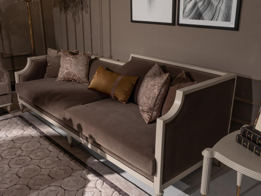 Zestaw sofowy czteroosobowy 4 Sofa Siedziba sofa materiałowa sofa tapicerowana brązowy komplet