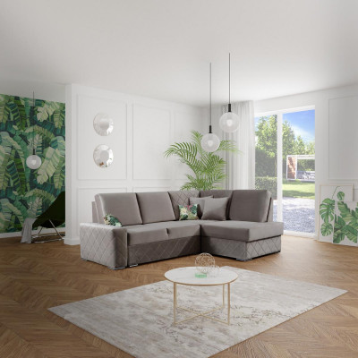 Sofa rozkładana Aksamit Funkcja łóżka Siedziba Skóra Lounge Żywy krajobraz Narożnikowa kanapa L-shape Nowość