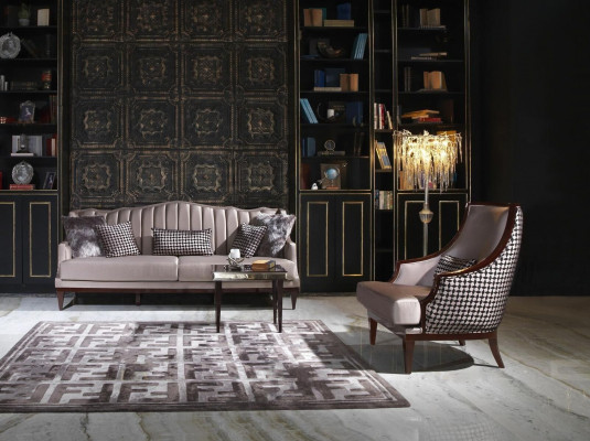 Zestaw sofowy czteromiejscowy Fotel Stolik sofa materiałowa szara Podkładka