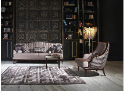 Zestaw sofowy czteromiejscowy Fotel Stolik sofa materiałowa szara Podkładka