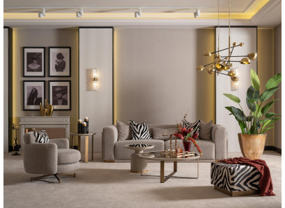 Zestaw sofowy czteroosobowa sofa materiałowa Fotel sofa tapicerowana szara komplet 3 sztuki