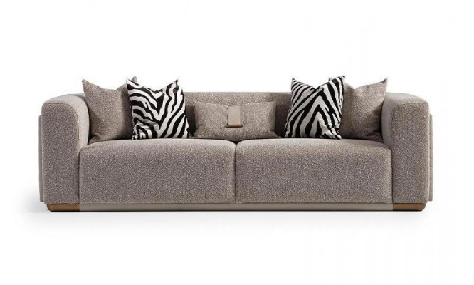 Zestaw sofowy czteroosobowa sofa materiałowa Fotel sofa tapicerowana szara komplet 3 sztuki