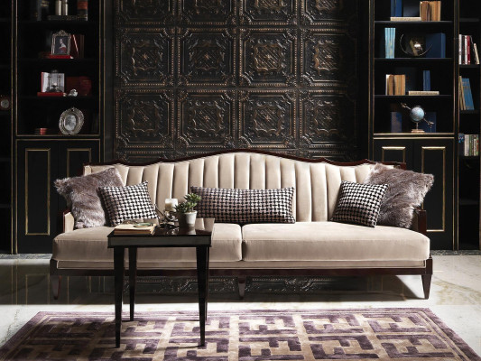 Sofa materiałowa Sofa 4 miejsce do siedzenia Szara Sofa tapicerowana czteroosobowa Luksusowe drewno Design