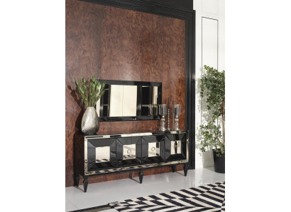 Kompletny kredens Kredens Szafa Lustro Zestaw Czarny Drewno Luxury