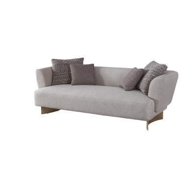 Szara Podkładka do salonu trzyosobowa designerska sofa z drewnianym stelażem