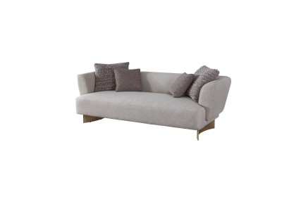 Szara Podkładka do salonu trzyosobowa designerska sofa z drewnianym stelażem