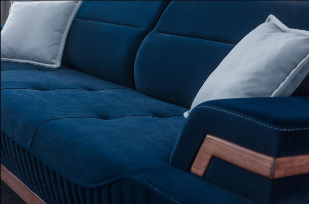 Ciemnoniebieska sofa salonowa 3-miejsce siedzące Włókienniczy designerska kanapa trzyosobowa