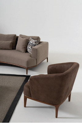 Brązowy salon luksusowy Fotel designerski jednoosobowy Podkładka LehnFotel