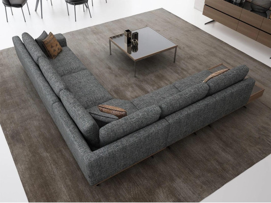 Szara Sofa L Kształt Zestaw do Salonu 2 szt. stolik kawowy Narożnikowa kanapa Luksusowe Meble tapicerowane