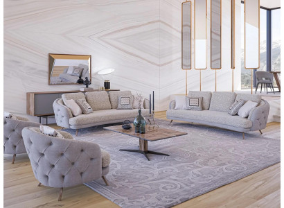 Chesterfield Meble Zestaw sofowy do salonu 5-częściowy komplet sof tapicerowanych designerskiego Fotel