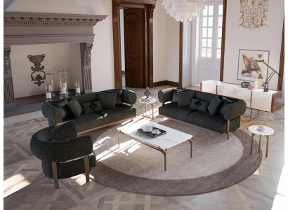 Czarny Zestaw Zestaw sofowy 2x Sofa Dwuosobowa Meble tapicerowane Luksusowy Fotel Nowy
