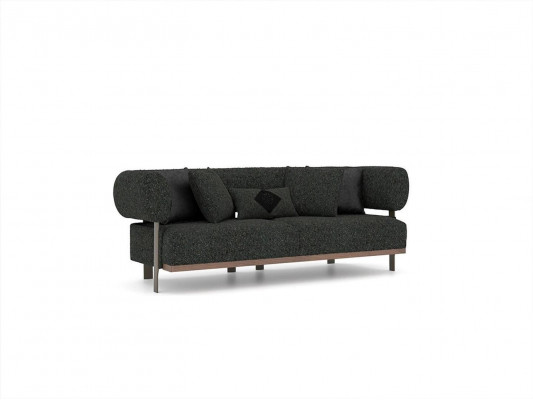 Czarny Zestaw Zestaw sofowy 2x Sofa Dwuosobowa Meble tapicerowane Luksusowy Fotel Nowy