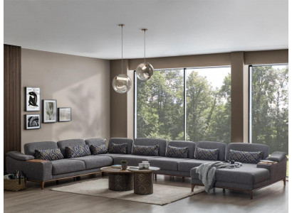Design Narożnikowa kanapa U Shape Couch Modern Włókienniczy Ustaw Szare Meble tapicerowane Nowe