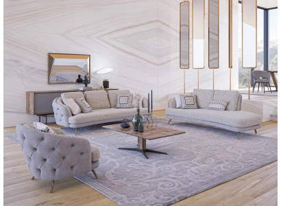 Designerski nowoczesny komplet wypoczynkowy Zestaw sofowy do salonu, kompletny stolik kawowy