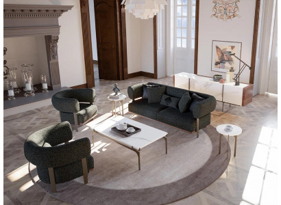 Zestaw sofowy Czarne meble tapicerowane sofa dwuosobowa 2x Fotel luksusowy salon