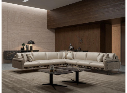 Luksusowa kanapa narożnikowa Sofa do salonu Podkładka Siedziba L Shape Ustawić 2x stolik kawowy