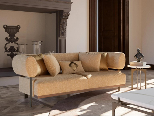 Designerska Sofa Dwuosobowa Sofa Beżowa Luksusowe Meble Włókiennicze Umeblowanie Meble tapicerowane