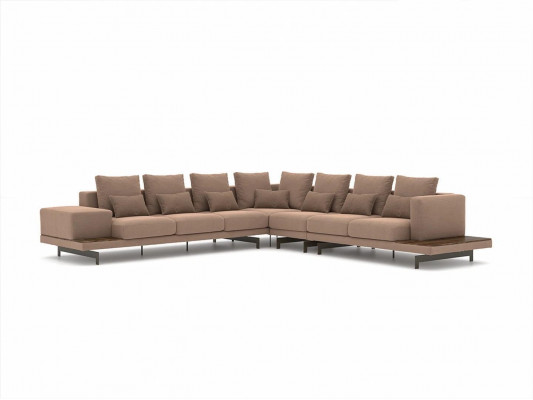 Designerski zestaw do salonu 3 sztuki Meble tapicerowane Narożnikowa kanapa Drewno stolik kawowy Nowość