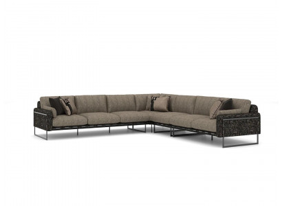 Brązowa Duża Sofa do Salonu Narożnikowa kanapa Luksusowa Kanapa w Kształcie L Ustawić Nowość