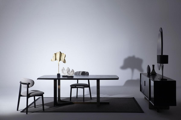jadalnia 7 sztuk. Zestaw Stół obiadowy Kredens Lustro 4x Krzesła Modern Design