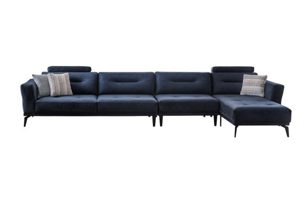 Solidny salon w kształcie litery L ciemnoniebieski Narożnikowa kanapa nowoczesny luksusowy design
