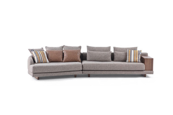 5-miejsce do siedzenia Solidna sofa materiałowa do salonu w kolorze szarym Elegancki nowoczesny design