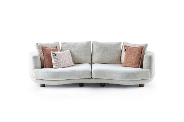Designerska nowoczesna sofa do salonu 3-miejsce do siedzenia Biała Sofa materiałowa w jednolitym kolorze w luksusowym stylu