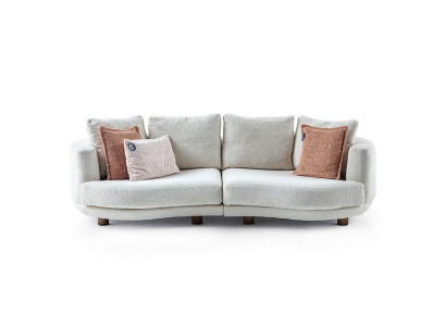 Designerska nowoczesna sofa do salonu 3-miejsce do siedzenia Biała Sofa materiałowa w jednolitym kolorze w luksusowym stylu
