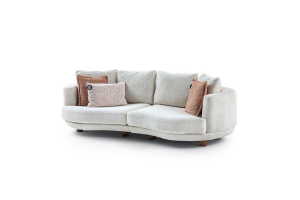Designerska nowoczesna sofa do salonu 3-miejsce do siedzenia Biała Sofa materiałowa w jednolitym kolorze w luksusowym stylu
