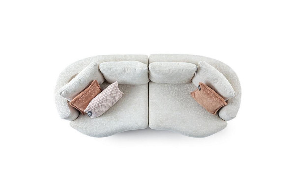 Designerska nowoczesna sofa do salonu 3-miejsce do siedzenia Biała Sofa materiałowa w jednolitym kolorze w luksusowym stylu