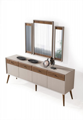 Nowość w jadalni Modern Set występuje z Kredens I 3x Lustro