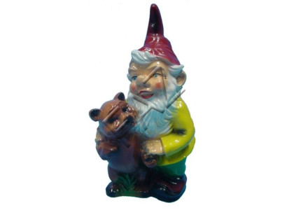Projekt Dwarf z Teddy Bear Rysunek Statua ogrodowa Rzeźba Figury Rzeźby Nowość