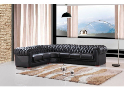 Narożnik Chesterfield narożnik sofa designerska sofa czarna sofa 100% skóra