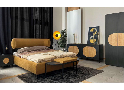 Łóżko Żółte Piękny Design Nowoczesne Sypialnia Łóżko Podwójne Eleganckie Meble