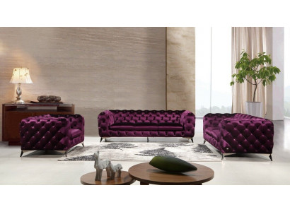 Sofa Chesterfield Couch XXL Big Ustaw Włókienniczy 3+1+1 Designerskie Kanapy Podkładka