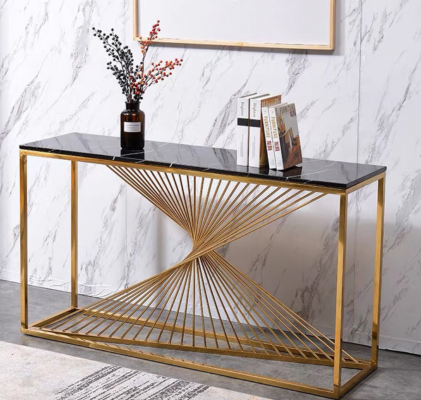 Designerska luksusowa konsola Stoły stołowe Drewno Metal Design Gold