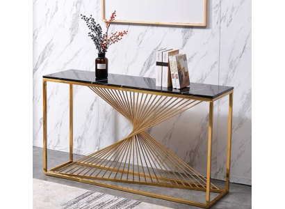 Designerska luksusowa konsola Stoły stołowe Drewno Metal Design Gold