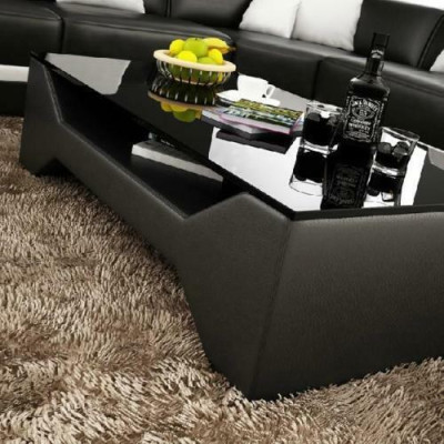 Sofa stolik projekt Tabela salon Szkło Skóra sofa boczna kanapa kawowa
