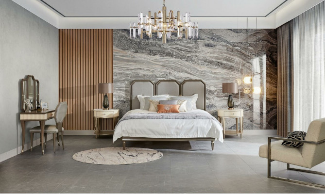 Sypialnia Zestaw Design Meble Łóżko Modern Meble 5-częściowe. Stolik nocny Solidne drewno