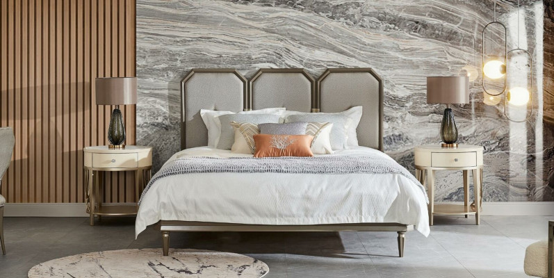 Sypialnia Zestaw Design Meble Łóżko Modern Meble 5-częściowe. Stolik nocny Solidne drewno