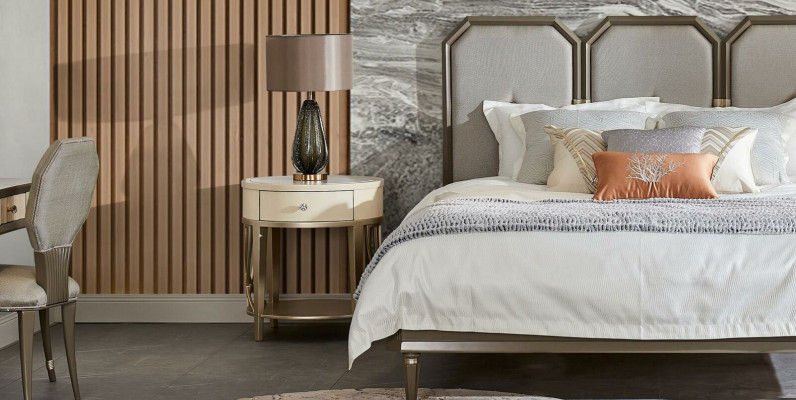 Sypialnia Zestaw Design Meble Łóżko Modern Meble 5-częściowe. Stolik nocny Solidne drewno