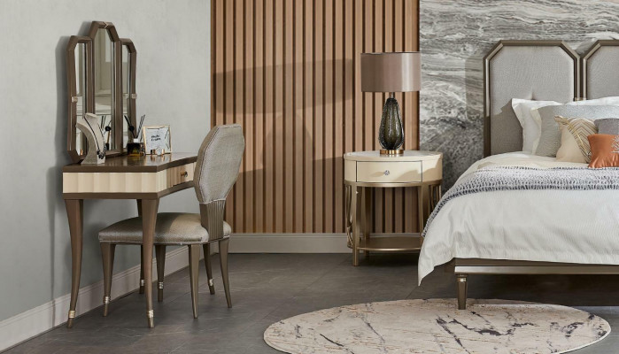 Sypialnia Zestaw Design Meble Łóżko Modern Meble 5-częściowe. Stolik nocny Solidne drewno
