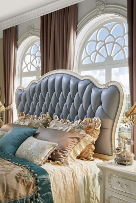 Classic Podwójne łóżko Baroque Łóżko tapicerowane Łóżko Chesterfield Solidne drewno