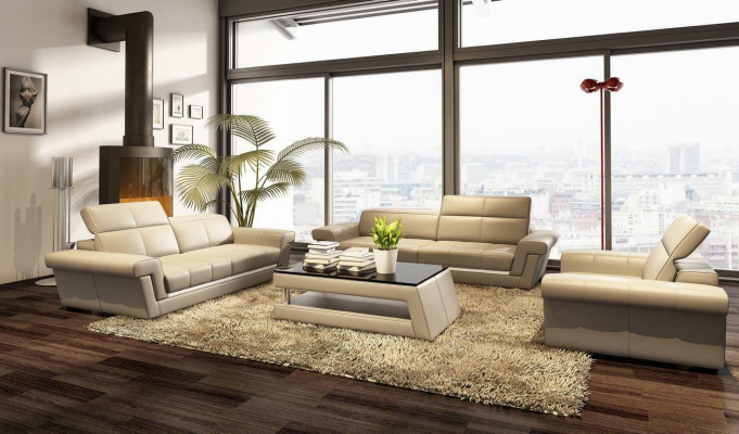 Designerski zestaw sofowy Podkładka skórzana sofa kanapa komplet kombinacja 3+2+1