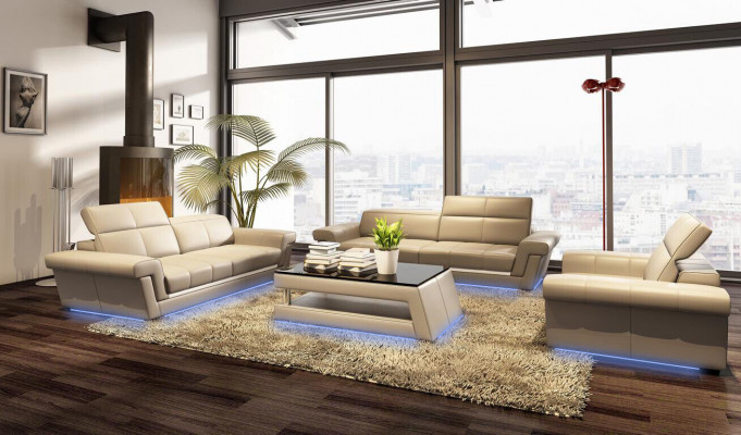 Designerski zestaw sofowy Podkładka skórzana sofa kanapa komplet kombinacja 3+2+1
