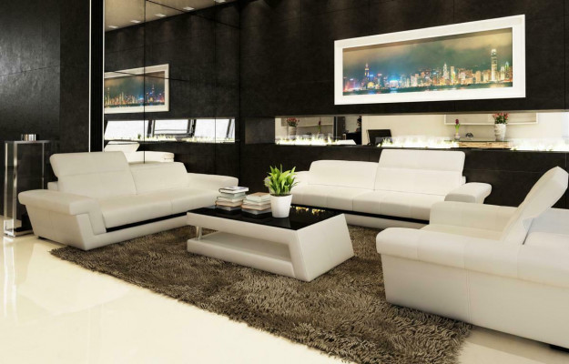 Designerski zestaw sofowy Podkładka skórzana sofa kanapa komplet kombinacja 3+2+1